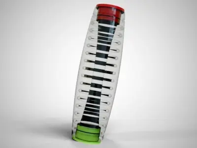 Furippu tall glass bottle with stripes Low-poly 3D model