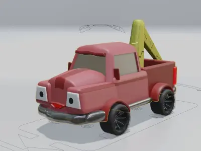 cartoon tow car Low-poly 3D model