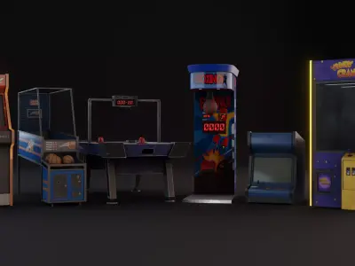 Arcade Room Props package - Game Ready Lowpoly PBR