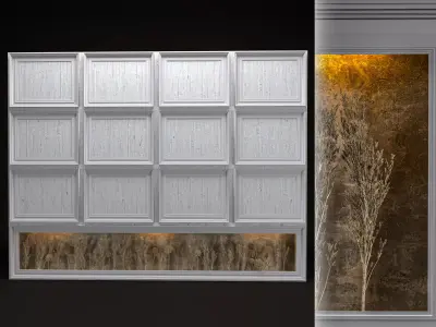Modern Decorative Wall Panel with Dried Grass Display 3D Model 3D model