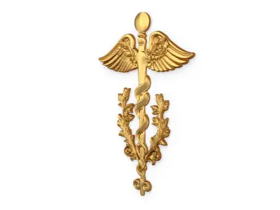 Relief Caduceus carved 03 3D model