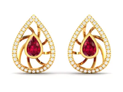 Women Pear Diamond Earrings 3D print model