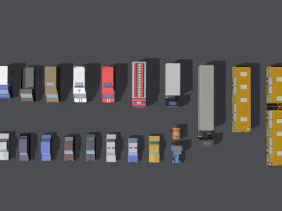 Full set of vehicles Low-poly 3D model