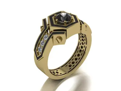 Jewelry Mens Ring Gold Elegant 3D print model