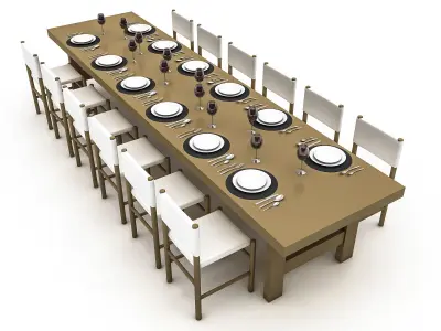 3D model dining table 008 Low-poly 3D model