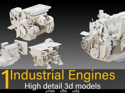 11 Industrial Engines- High detail 3d models Low-poly 3D model