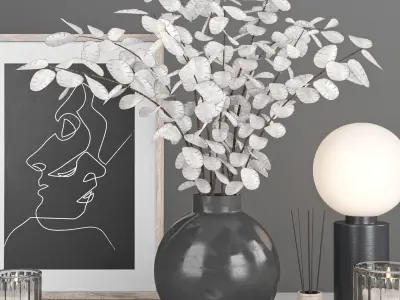 decorative set with lunaria  3D model