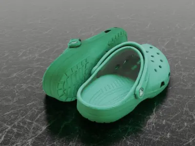 CROCS 3D FLIP-FLOP - GREEN - SLIPPERS Low-poly 3D model