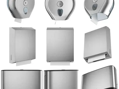 Public toilet accessories set 151 3D model