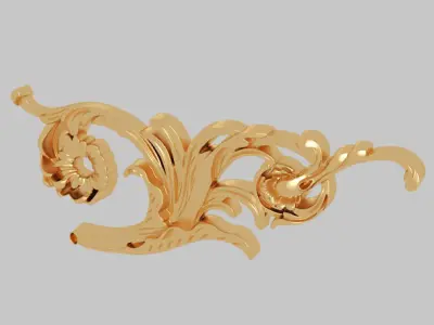 Classic 3D motifs inlaid with gold frame 3D model