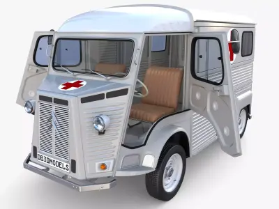 Citroen HY Ambulance with interior 3D model