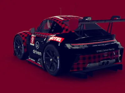 Cartoon GT3 Car Darsche 91 R Low-poly 3D model