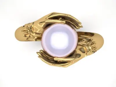 hand ring pearl 3D print model