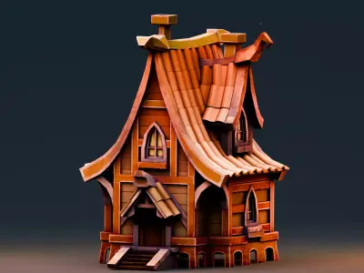 Stylized Halloween Props - Haunted House Low-poly 3D model