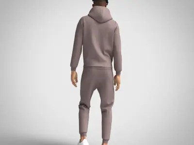 Hoodie sweatpants mens tracksuit sport Clo3d Marvelous Designer 3D model