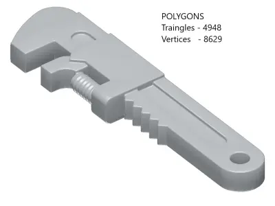Games Pipe Wrench Toy Low-poly 3D model