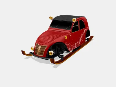 Citroen 2CV Xmas Low-poly 3D model