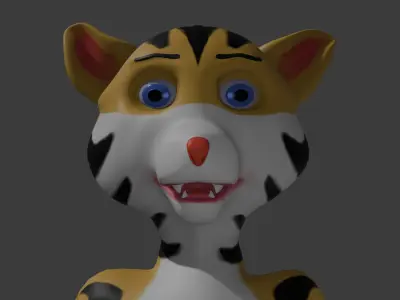 Cartoon Style Low Poly Tiger - High-Quality 3D Asset Low-poly 3D model