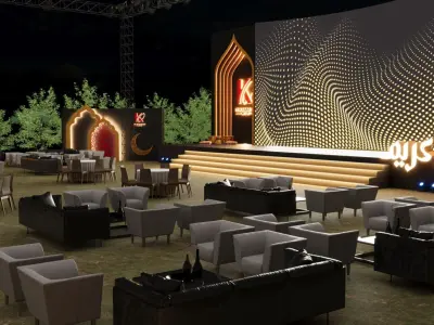 Modern Ramadan Event Setup - Full Exhibition and Stage Scene Low-poly 3D model