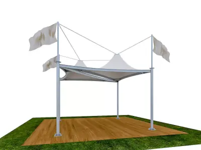 Tensile Membrane  Tent Roof Shade exterior  3D Model Low-poly 3D model