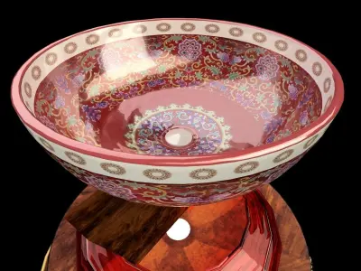 Chinese with display stand  with bowel  3D model