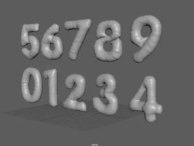 BALLOON NUMBER GOLD Low-poly 3D model