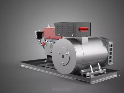 COMPACT DIESEL ENGINE TURBINE DYNAMO GENERATOR SET MACHINERY KVA 3D model