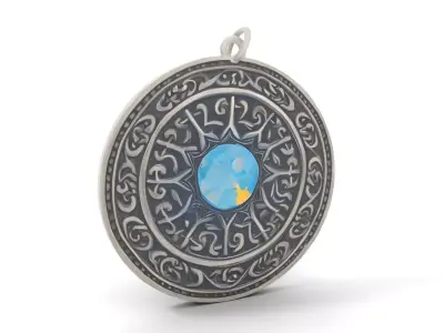 Intricate Silver Amulet model pack Low-poly 3D model