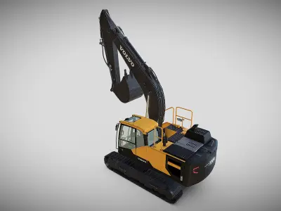 Excavator EC220EL Low-poly 3D model