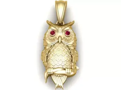 perched owl jewelry  3D print model