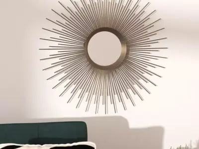 Sunburst Metal Wall Mirror 3D model