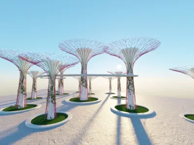 Gardens by the Bay Singapore supertrees Low-poly 3D model