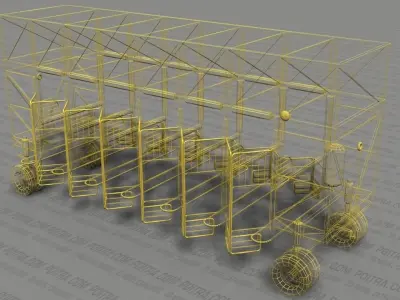 Gate - Start Gate for Horse Racing - 6 Stalls - Textured -  3D model