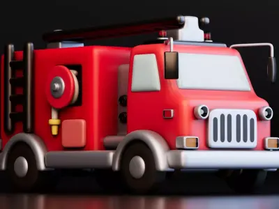 Stylized Fire Truck Low-poly 3D model