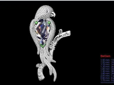 parrot perched on branch 3D print model