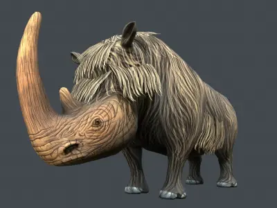 Woolly Rhinoceros Low-poly 3D model
