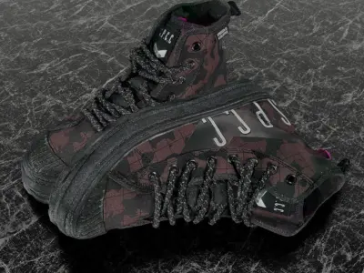 SSPC CAMOUFLAGE 3D SHOES - RED Low-poly 3D model