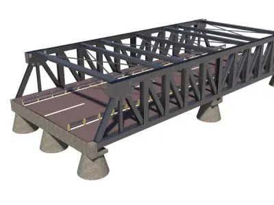Steel Truss Bridge for Games and Rendering  OBJ FBX STL SKP Low-poly 3D model