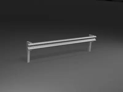 W-Beam Highway Guardrail System - Modular Road Barrier 3D Model 3D model