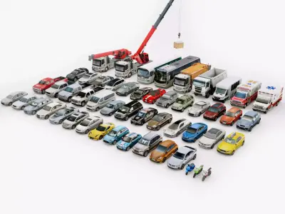 Low Poly City Generic Vehicles v01 Low-poly 3D model