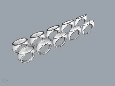 Oval Topped Ring Family 3D print model