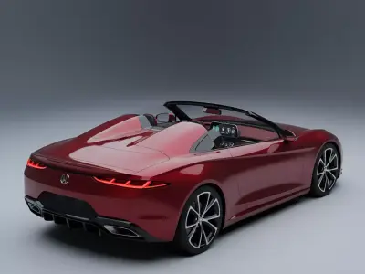Elegant Red Sports Convertible Low-poly 3D model