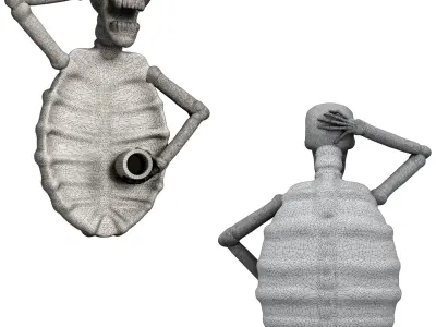 Skull Design Ashtray 01 3D model