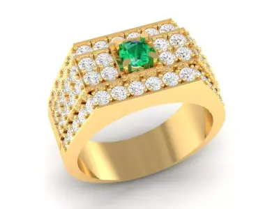 Luxury Emerald Ruby Men Statement Ring Jewelry  387 3D print model