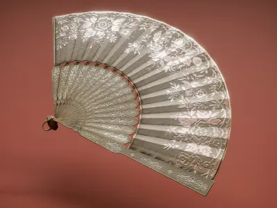Victorian Folding Fan Low-poly 3D model