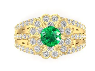 Luxury Emerald Diamond Engagement Ring for Women  1131 3D print model