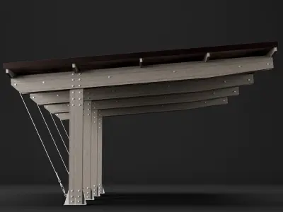 Woden carport 4 3D model
