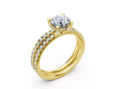 Luxury Double Row Solitaire Diamond Ring CAD 3DM Model 3D print model