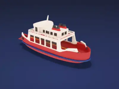 Stylized Classic Ferry Boat ship - 3D Model 3D model