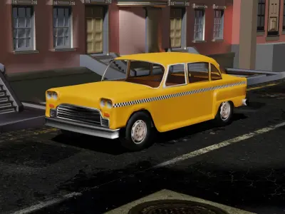 lowpoly Taxi Car -  Game ready - Checker Marathon -NYC Low-poly 3D model